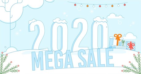 Mega Sale on Winter Holidays Advertising Poster