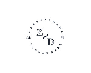 Initial ZD vintage logo template