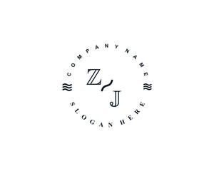 Initial ZJ vintage logo template