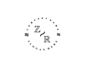 Initial ZR vintage logo template