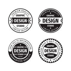 Design graphic badge logo vector set in retro vintage style. Premium quality, limited edition. Emblem template collection.  - 306106059