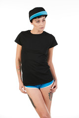 Blank t-shirt mock-up - Beautiful retro sports fashion girl ready for your design