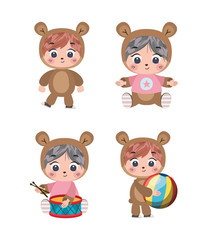 Isolated set of kids cartoons vector design