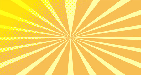 Vintage colorful comic book background. Orange blank bubbles of different shapes. Rays, radial, halftone, dotted effects. For sale banner empty Place for text 1960s. Copy space vector eps10.