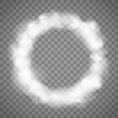 White abstract smoke texture. Circle frame template © Key design