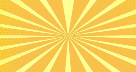 Vintage colorful comic book background. Orange blank bubbles of different shapes. Rays, radial, halftone, dotted effects. For sale banner empty Place for text 1960s. Copy space vector eps10.