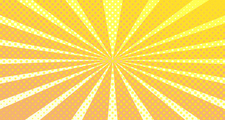 Vintage colorful comic book background. Orange blank bubbles of different shapes. Rays, radial, halftone, dotted effects. For sale banner empty Place for text 1960s. Copy space vector eps10.