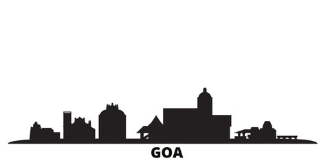 India, Goa city skyline isolated vector illustration. India, Goa travel cityscape with landmarks - obrazy, fototapety, plakaty