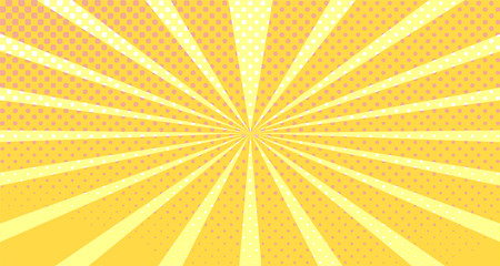 Vintage colorful comic book background. Orange blank bubbles of different shapes. Rays, radial, halftone, dotted effects. For sale banner empty Place for text 1960s. Copy space vector eps10.
