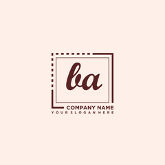 BA Initial handwriting logo concept, with line box template vector
