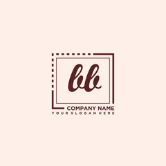 BB Initial handwriting logo concept, with line box template vector