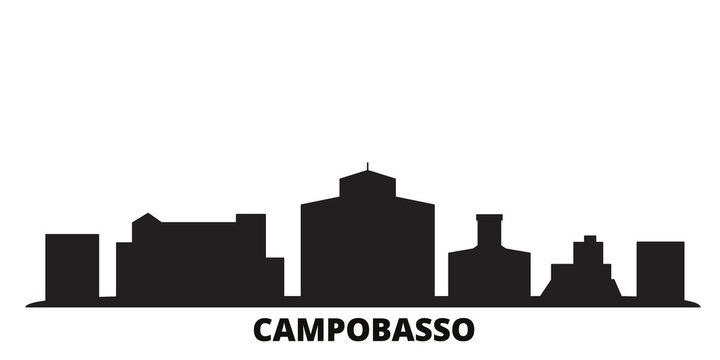 Italy, Campobasso city skyline isolated vector illustration. Italy, Campobasso travel cityscape with landmarks