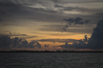 Fototapeta premium Beautiful sunset view in Egang - Egang, near Bum - bum Island , Semporna. Sabah, Malaysia. Borneo.