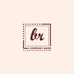 BR Initial handwriting logo concept, with line box template vector