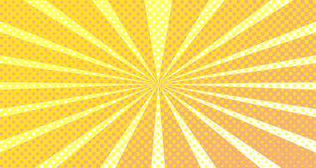 Vintage colorful comic book background. Orange blank bubbles of different shapes. Rays, radial, halftone, dotted effects. For sale banner empty Place for text 1960s. Copy space vector eps10.