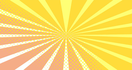 Vintage colorful comic book background. Orange blank bubbles of different shapes. Rays, radial, halftone, dotted effects. For sale banner empty Place for text 1960s. Copy space vector eps10.