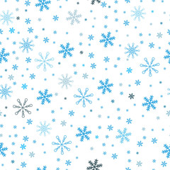 Christmas seamless pattern of snowflakes, gray on white background