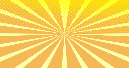 Vintage colorful comic book background. Orange blank bubbles of different shapes. Rays, radial, halftone, dotted effects. For sale banner empty Place for text 1960s. Copy space vector eps10.