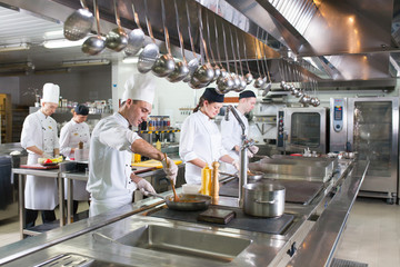 the work of the cook in the kitchen of the restaurant.