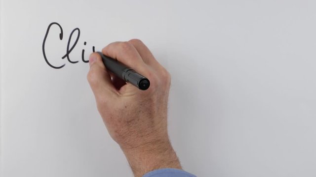 The lecturer writes on a whiteboard the thesis of a lecture on the affect of climate change on a biodiversity. Using of a visual aids