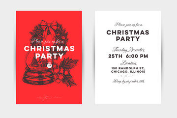 Christmas party vector invitation card template