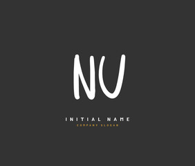 N U NU Beauty vector initial logo, handwriting logo of initial signature, wedding, fashion, jewerly, boutique, floral and botanical with creative template for any company or business.