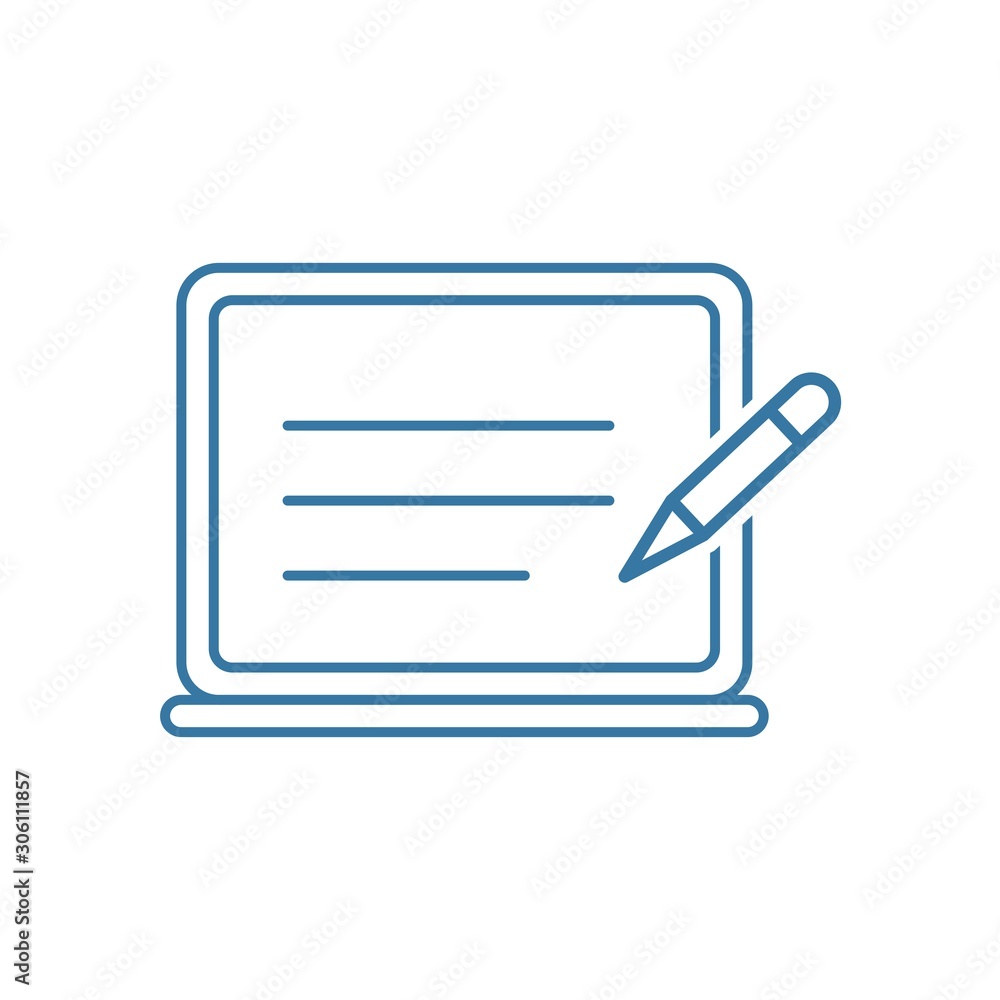Poster writing a message. vector linear icon on a white background.
