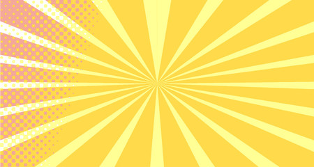 Vintage colorful comic book background. Orange blank bubbles of different shapes. Rays, radial, halftone, dotted effects. For sale banner empty Place for text 1960s. Copy space vector eps10.