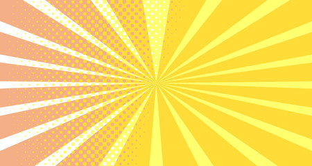 Vintage colorful comic book background. Orange blank bubbles of different shapes. Rays, radial, halftone, dotted effects. For sale banner empty Place for text 1960s. Copy space vector eps10.