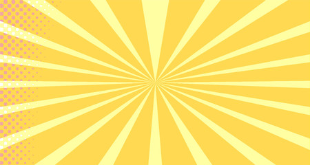 Vintage colorful comic book background. Orange blank bubbles of different shapes. Rays, radial, halftone, dotted effects. For sale banner empty Place for text 1960s. Copy space vector eps10.