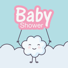baby shower cute cartoon cloud with lettering