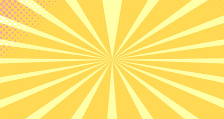 Vintage colorful comic book background. Orange blank bubbles of different shapes. Rays, radial, halftone, dotted effects. For sale banner empty Place for text 1960s. Copy space vector eps10.