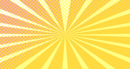 Vintage colorful comic book background. Orange blank bubbles of different shapes. Rays, radial, halftone, dotted effects. For sale banner empty Place for text 1960s. Copy space vector eps10.