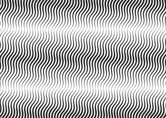 Fototapeta premium Abstract halftone line background. Monochrome pattern with varying line thickness square. Vector modern pop art texture for poster, sites, business cards, cover, postcard, design, labels, stickers.