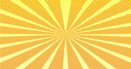 Vintage colorful comic book background. Orange blank bubbles of different shapes. Rays, radial, halftone, dotted effects. For sale banner empty Place for text 1960s. Copy space vector eps10.