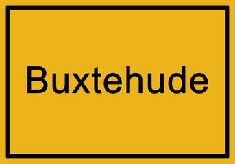 Typical german yellow city sign Buxtehude