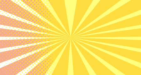 Vintage colorful comic book background. Orange blank bubbles of different shapes. Rays, radial, halftone, dotted effects. For sale banner empty Place for text 1960s. Copy space vector eps10.