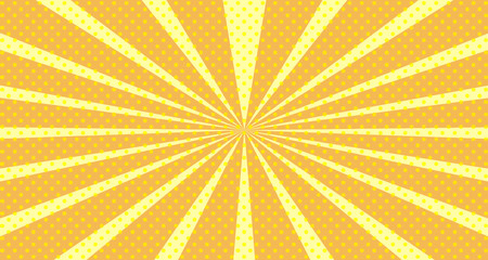 Vintage colorful comic book background. Orange blank bubbles of different shapes. Rays, radial, halftone, dotted effects. For sale banner empty Place for text 1960s. Copy space vector eps10.