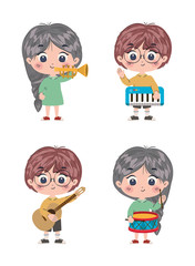 Isolated set of kids cartoons vector design