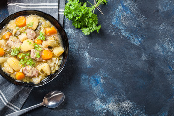 Pichelsteiner, German stew that contains meat