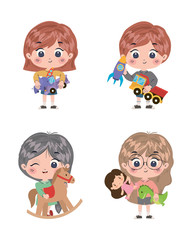 Isolated set of kids cartoons vector design
