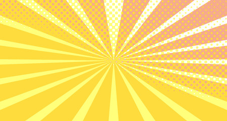 Vintage colorful comic book background. Orange blank bubbles of different shapes. Rays, radial, halftone, dotted effects. For sale banner empty Place for text 1960s. Copy space vector eps10.