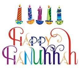 Fototapeta na wymiar Hanukkah candles. Jewish Holiday. Happy Hanukkah card design.