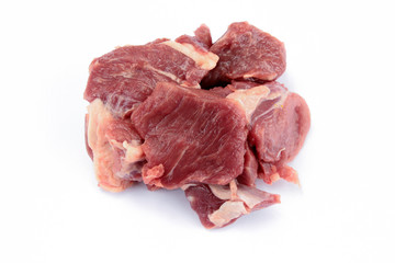 raw lamb meat on a white background