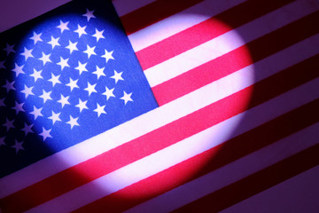 Heart symbol on usa flag. The concept of American independence and the celebration of Valentine's...