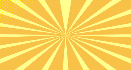 Vintage colorful comic book background. Orange blank bubbles of different shapes. Rays, radial, halftone, dotted effects. For sale banner empty Place for text 1960s. Copy space vector eps10.