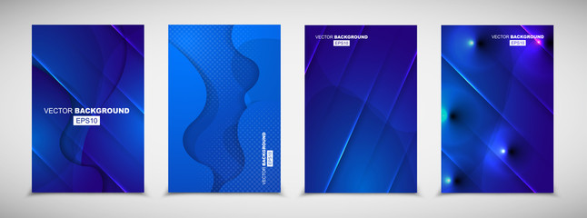 Blue Geometric Modern Fluid Backgrounds Collection. With Gradients, Shadows and Lights