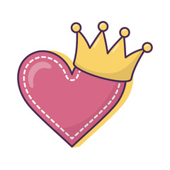 heart love crown icon on white background