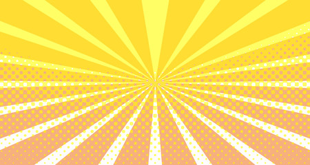 Vintage colorful comic book background. Orange blank bubbles of different shapes. Rays, radial, halftone, dotted effects. For sale banner empty Place for text 1960s. Copy space vector eps10.