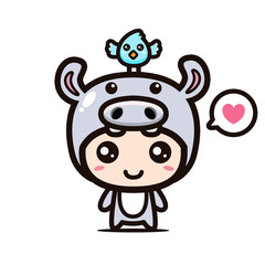 cute hippos mascot vector design